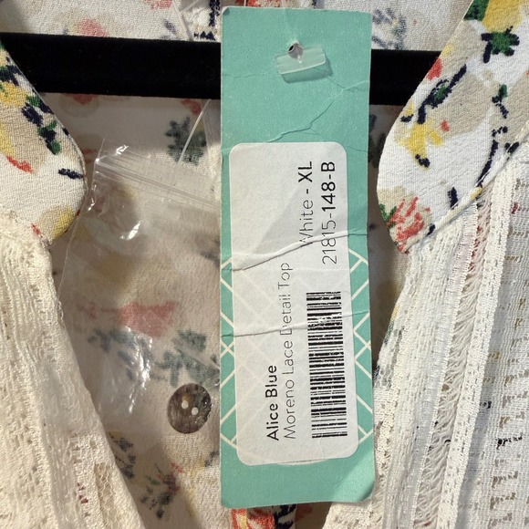 Alice Blue Moreno Lace Detail Top Floral Sleeveless Blouse White XL Career New - Picture 4 of 14